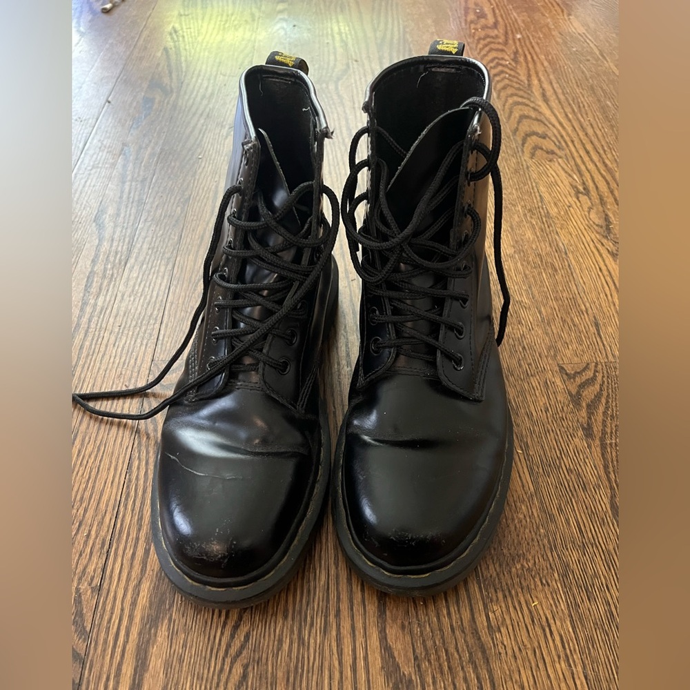 Dr Marten Black Smooth Leather Lace-Up Boots